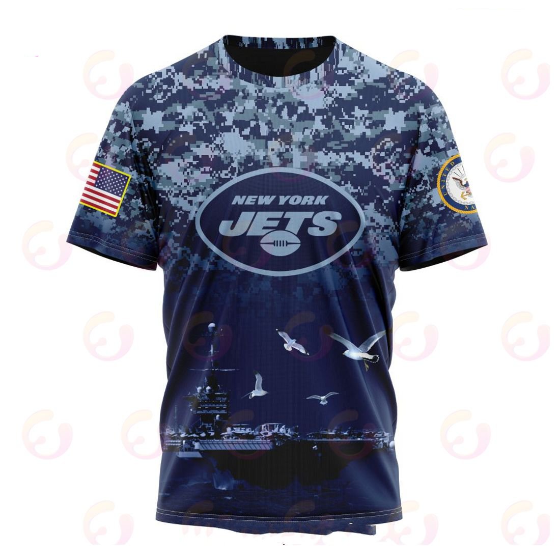 NEW YORK JETS 3D HOODIE HONOR US NAVY VETERANS