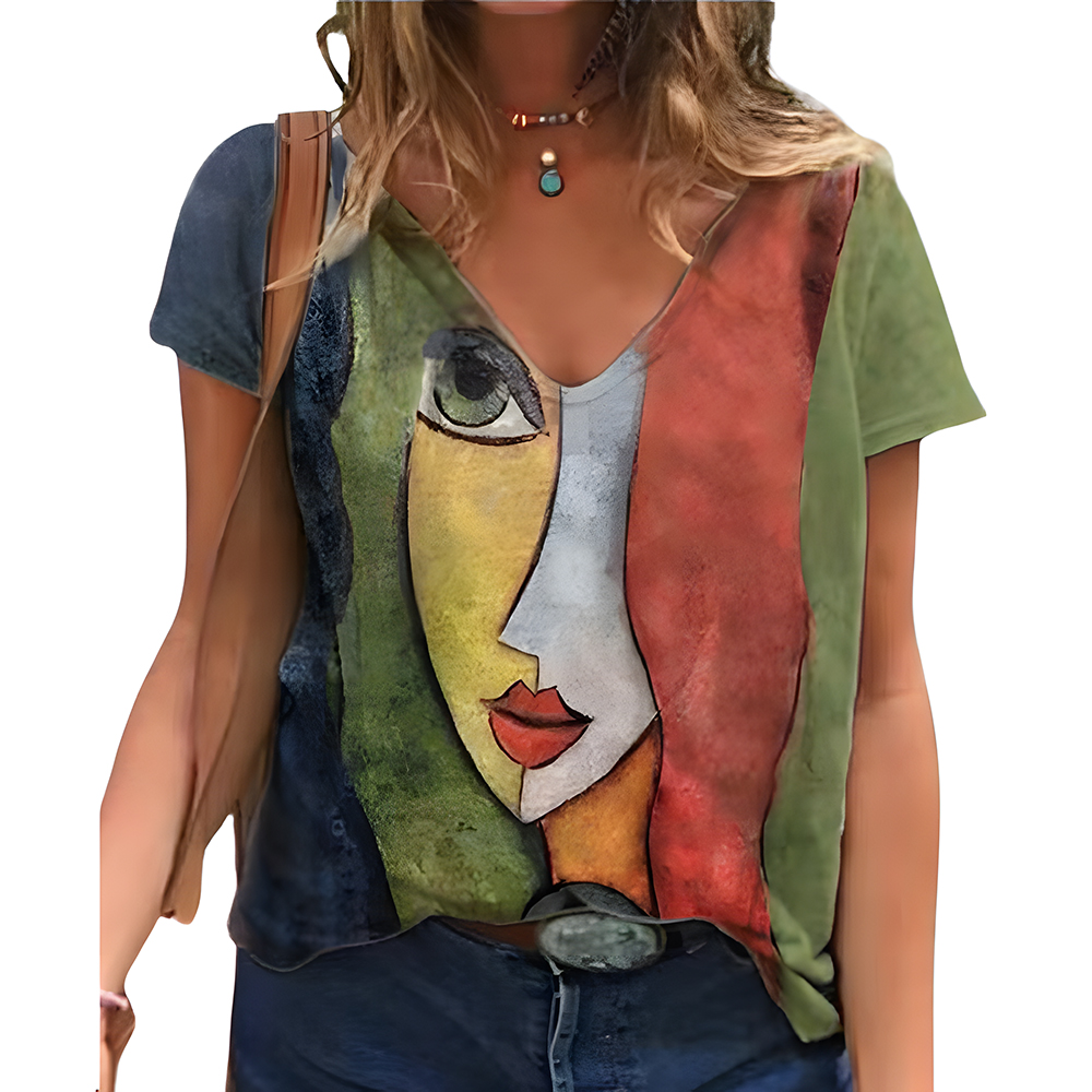 Castillotigo™ Camiseta gráfica Resumen de cuello en V