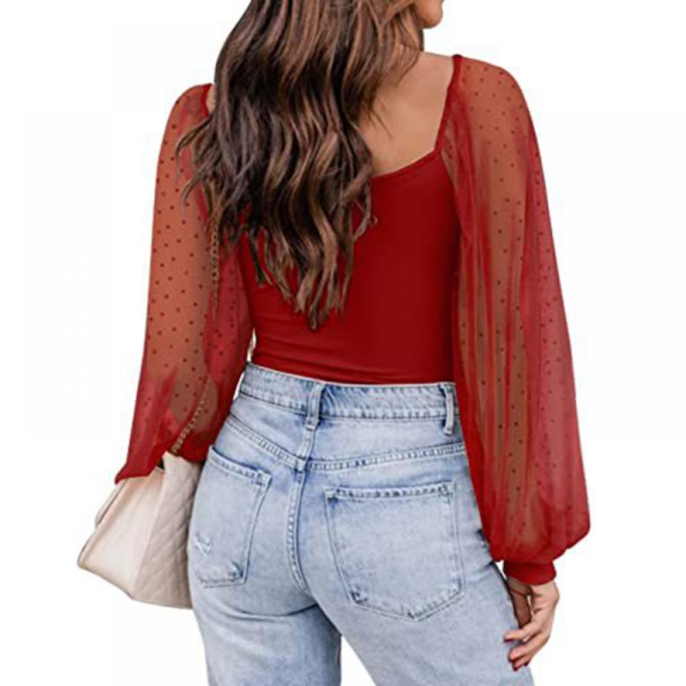 Castillotigo™ Top de retazos con mangas abullonadas de Fashion Perspective