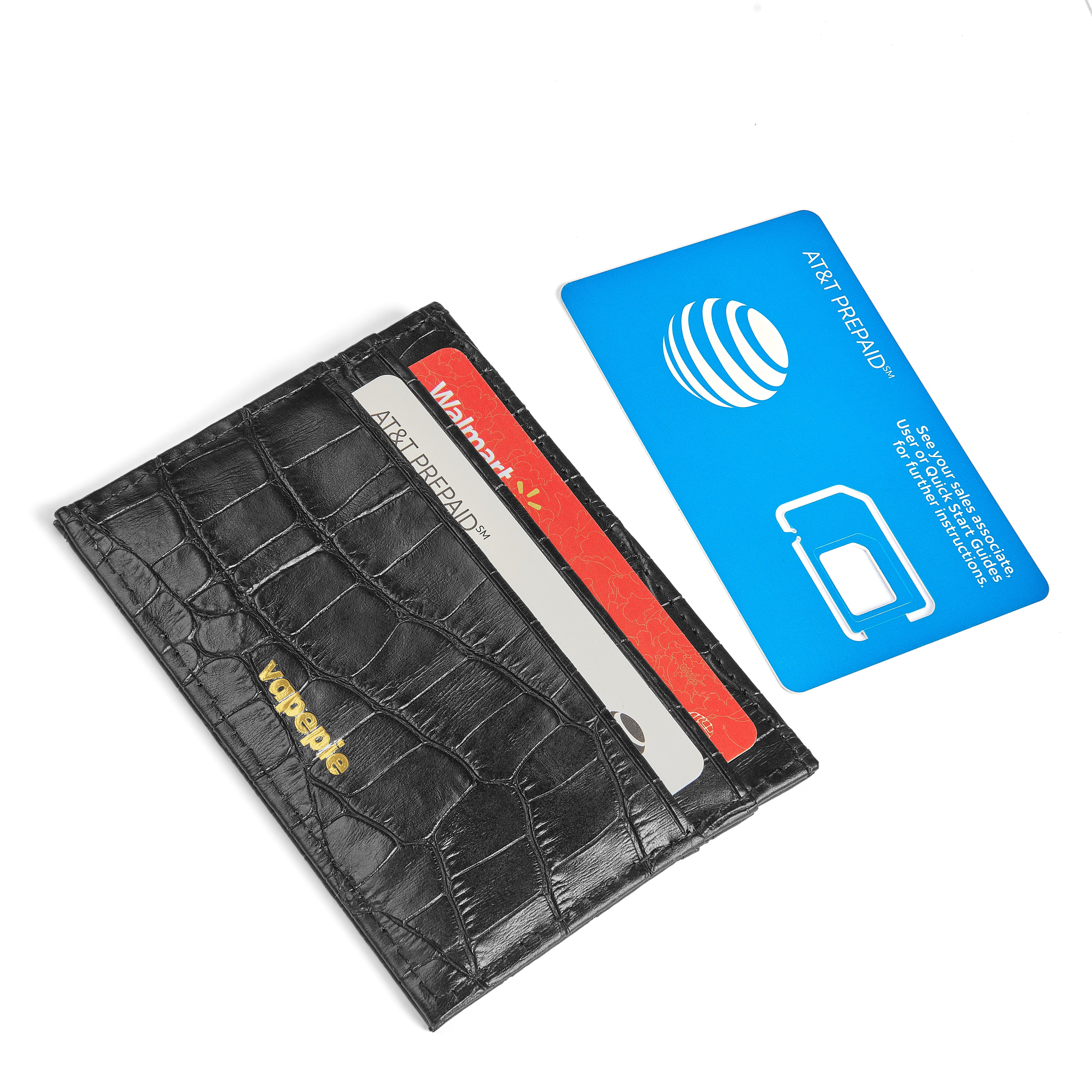 VAPEPIE Crocodile Leather Card Holder – Slim RFID-Blocking Wallet for Men, Minimalist Front Pocket Design with Premium Texture