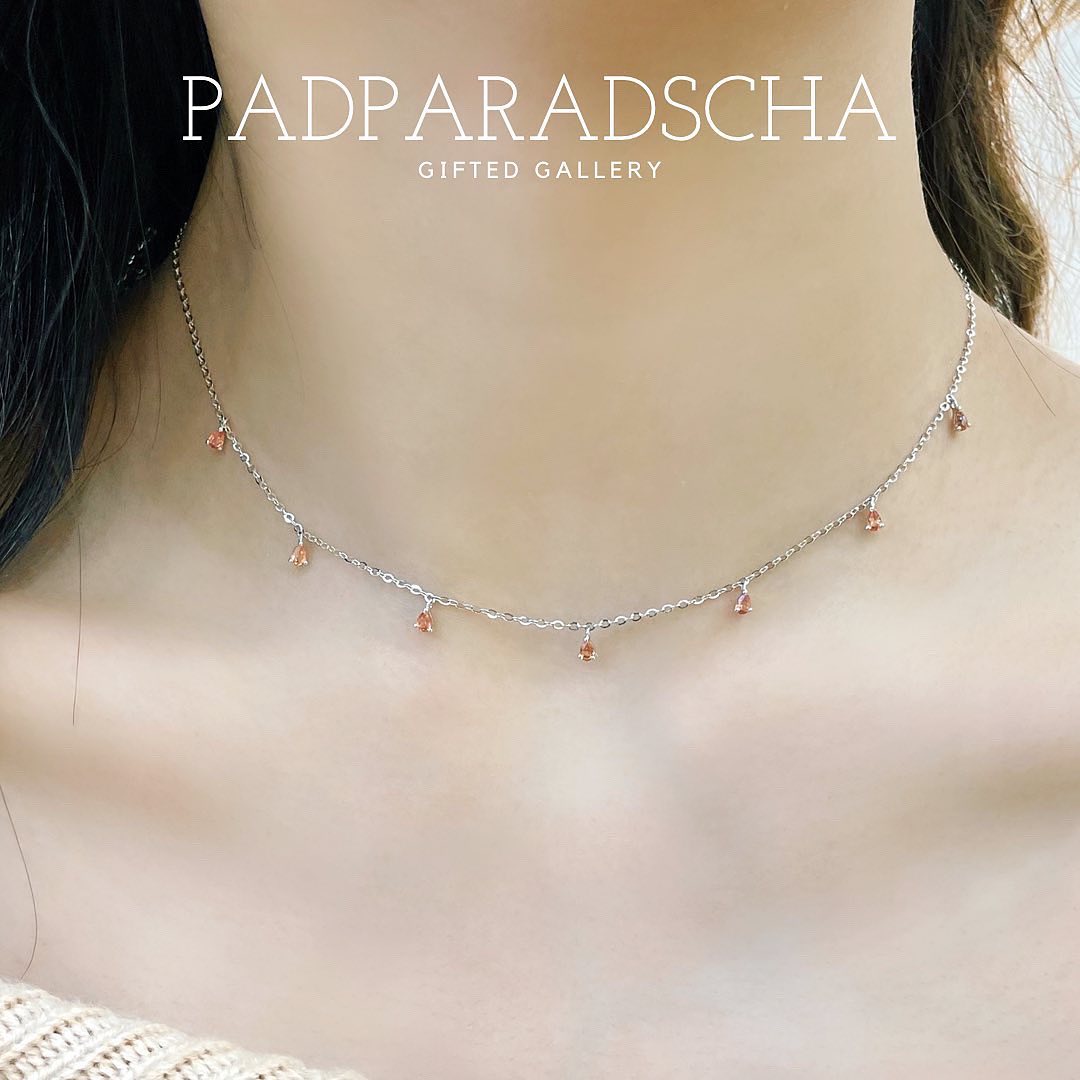 Sold＊Padparadscha Dew Necklace by Gifted Gallery
