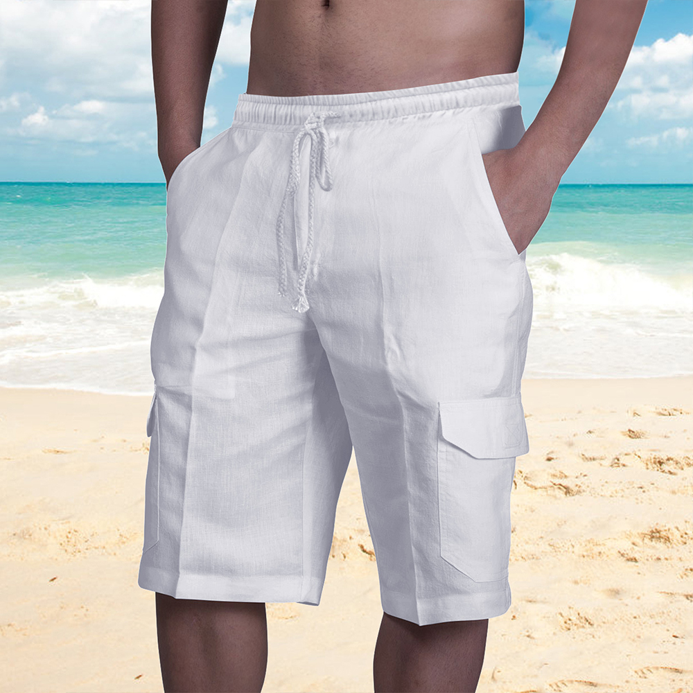Castillotigo™ Shorts cargo informales de lino y algodón para hombre