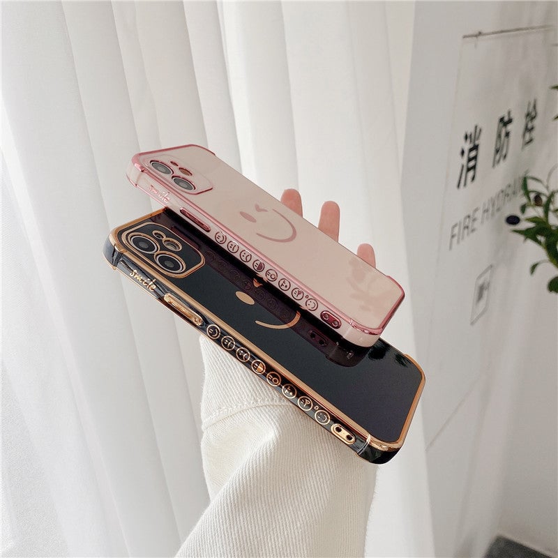 Side Smiley Face Pattern Case Cover For iPhone