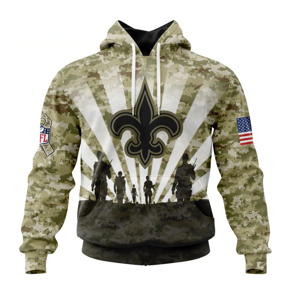 NEW ORLEANS SAINTS 3D HOODIE HONOR VETERANS