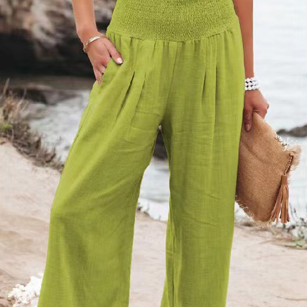 Castillotigo™ Pantalones anchos sueltos de lino y algodón informales a la moda para mujer