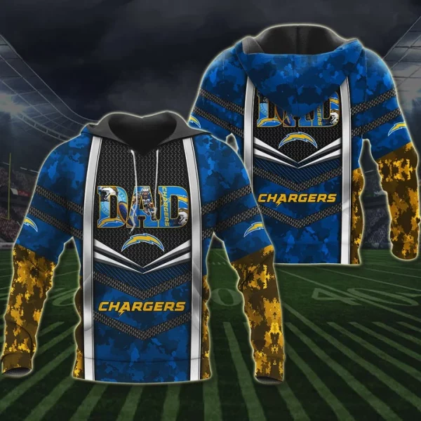 LOS ANGELES CHARGERS 3D HOODIE SKULL 111