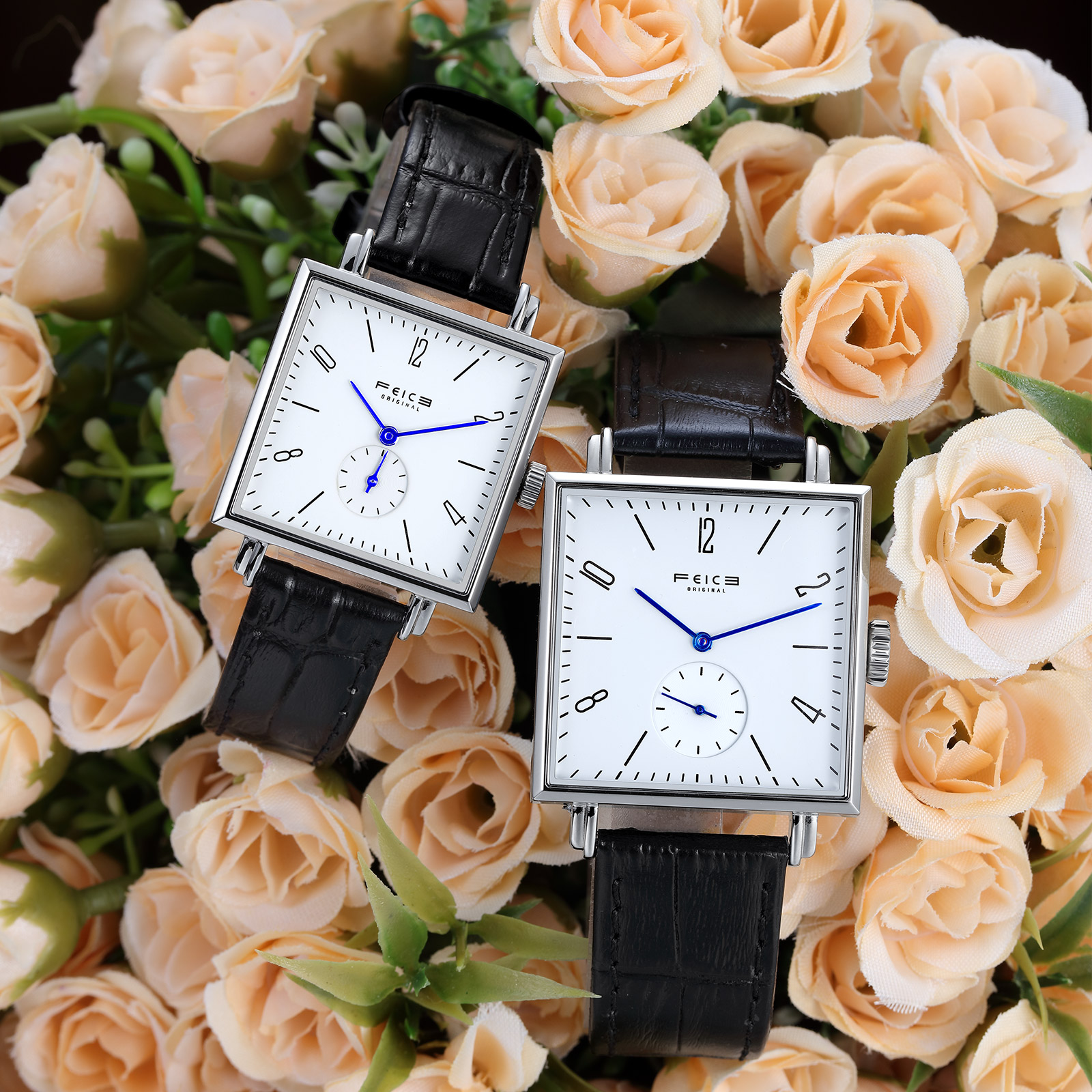 FQ301 Couple Pair Watch Automatic for Men and Women His and Hers Watches Set Gifts Mechanical Self-Winding Dress Wristwatch with Day Date Calendar