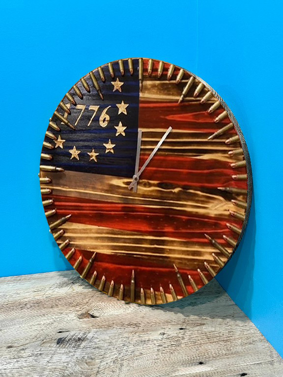 💥Handmade Patriotic Flag Bullet Clock- Buy 2 Get Free Shipping