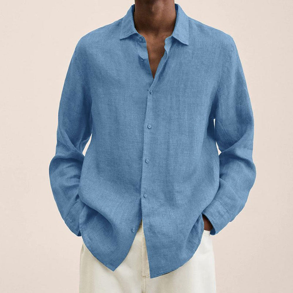 Castillotigo™ Camisa de lino de algodón cómoda estilo casual para hombre
