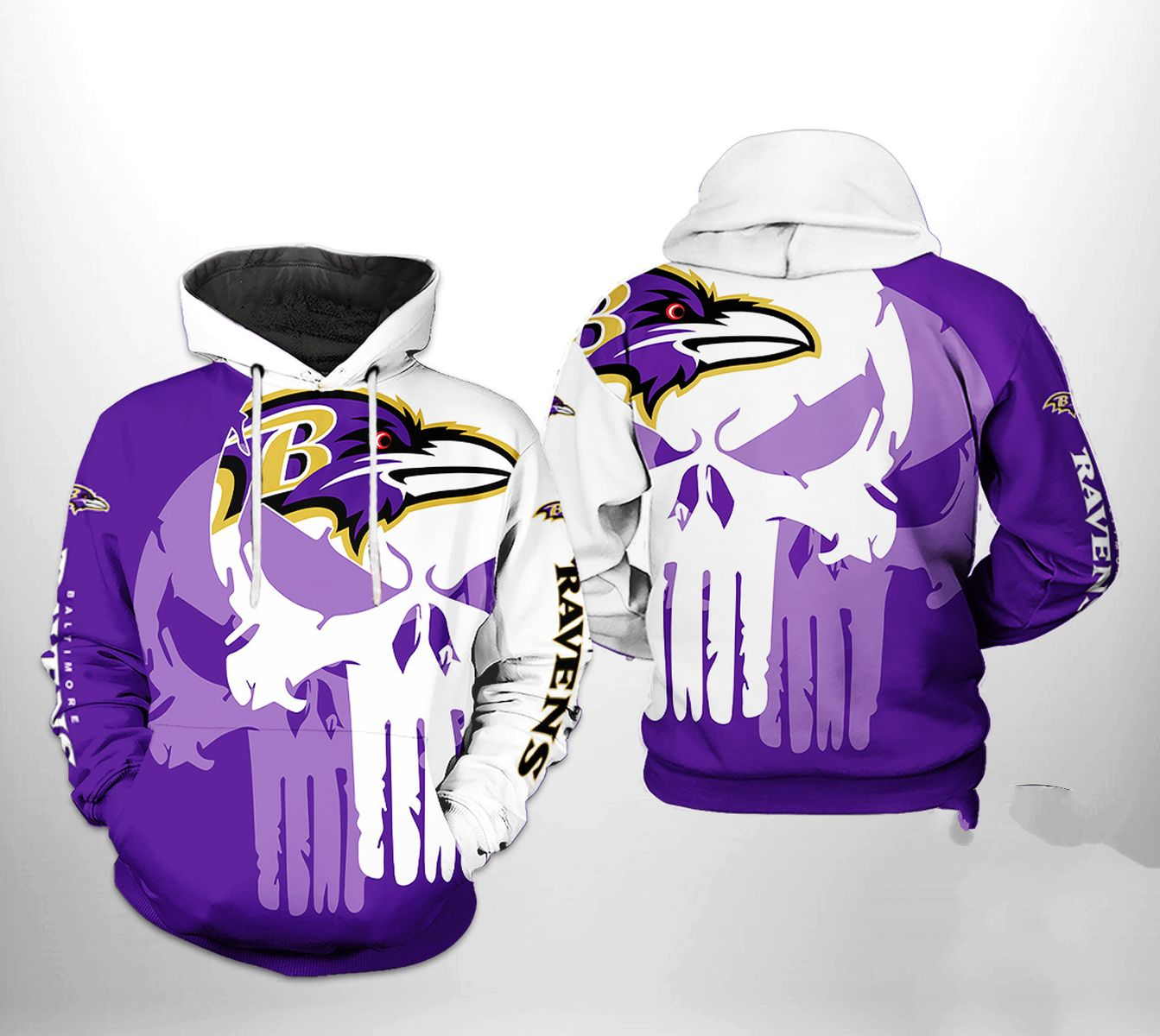 BALTIMORE RAVENS 3D HOODIE SKULL105