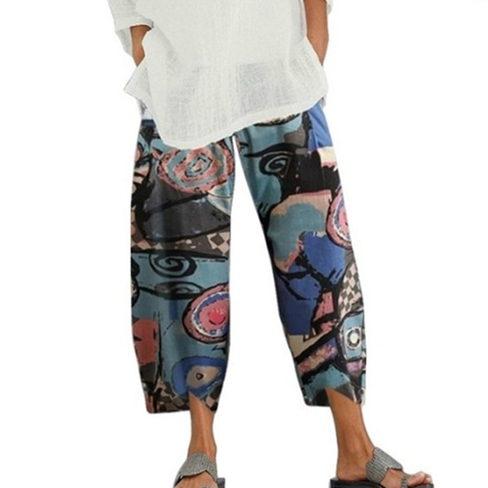 Castillotigo™ Nueva gran oferta pantalones de pierna ancha de lino y algodón informales sueltos con cintura elástica