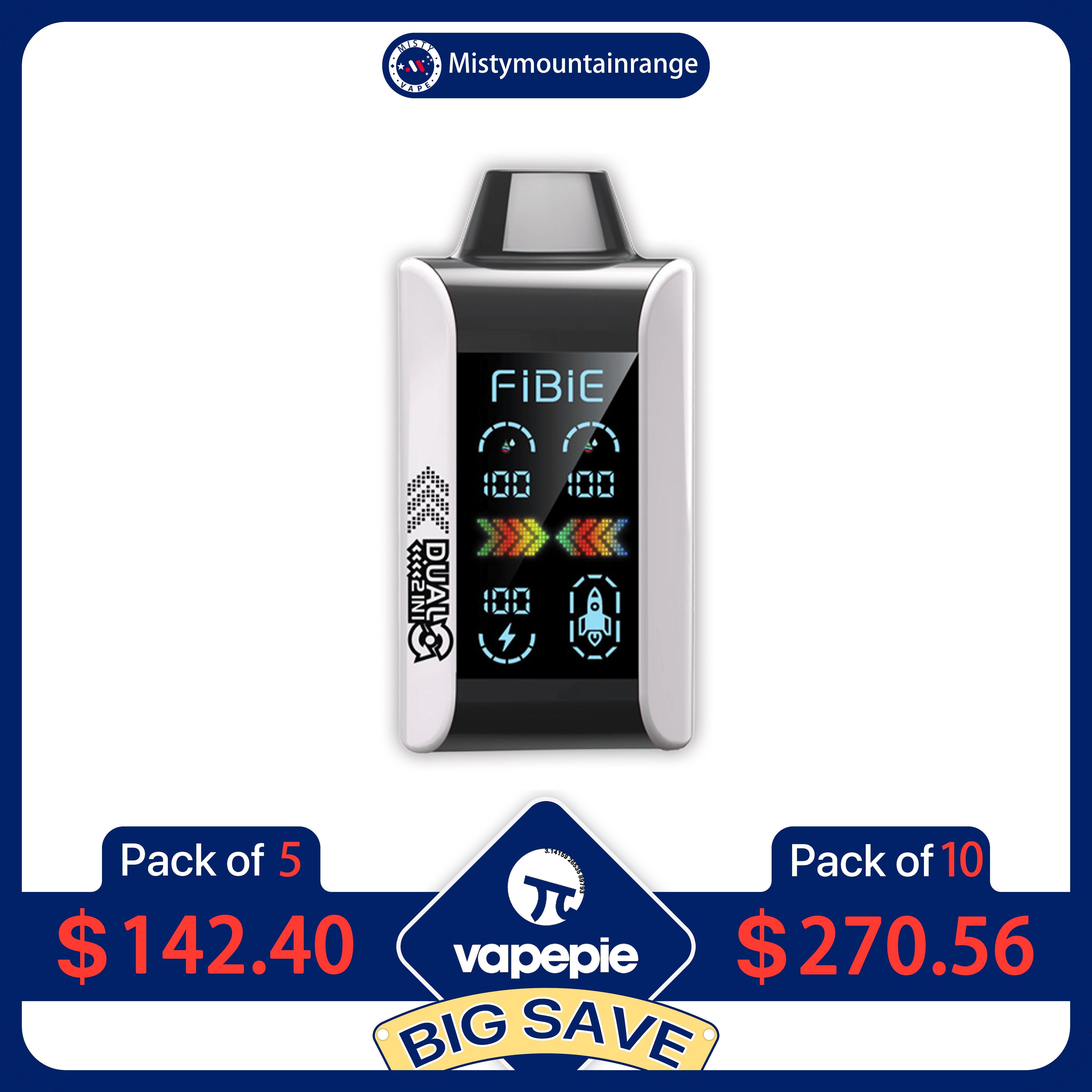 FIBIE 15000 Dual Flavors Disposable Vapor Wands(15000 PUFFS) - Digital LCD Indicator