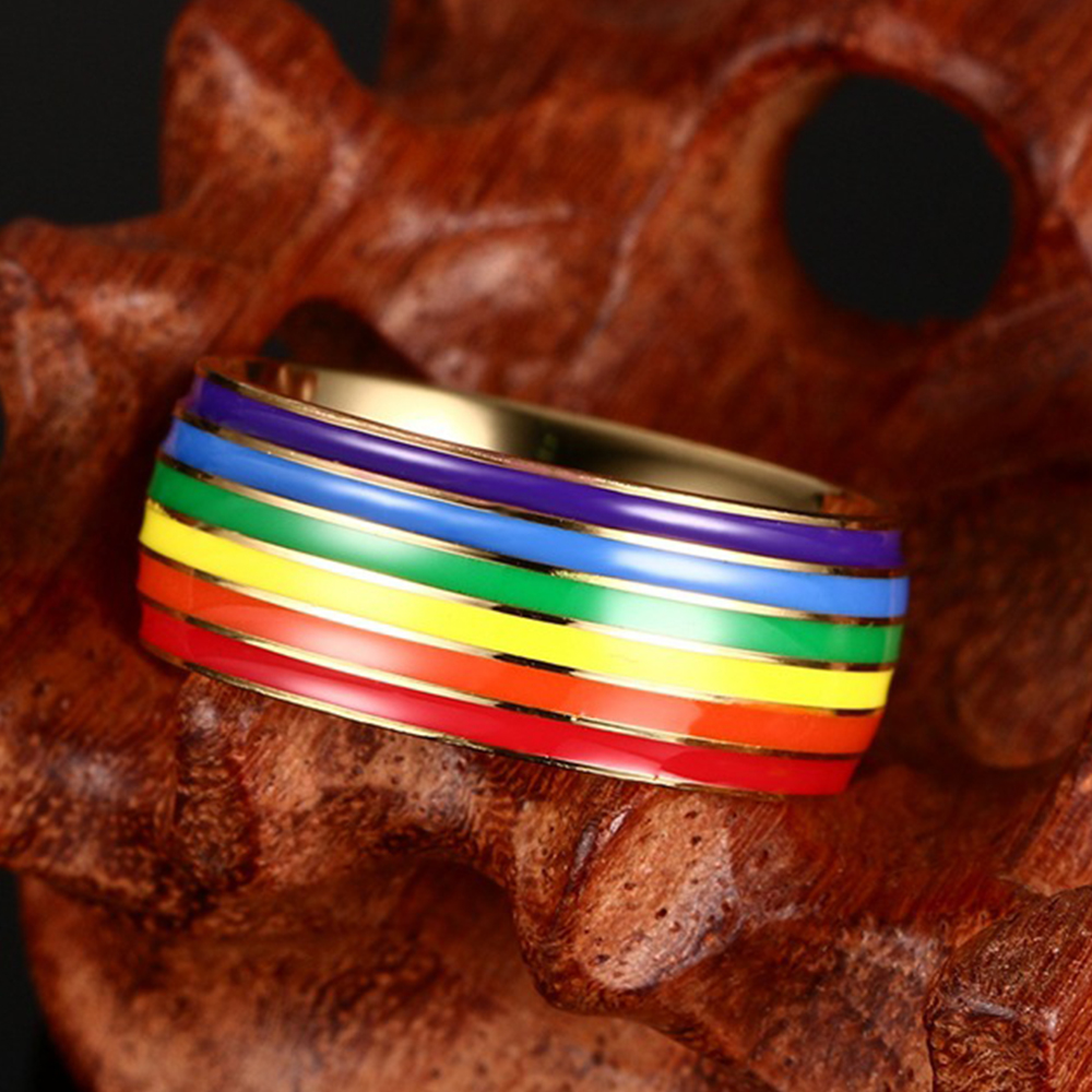 Castillotigo™ Anillo de acero inoxidable con arcoíris de seis colores