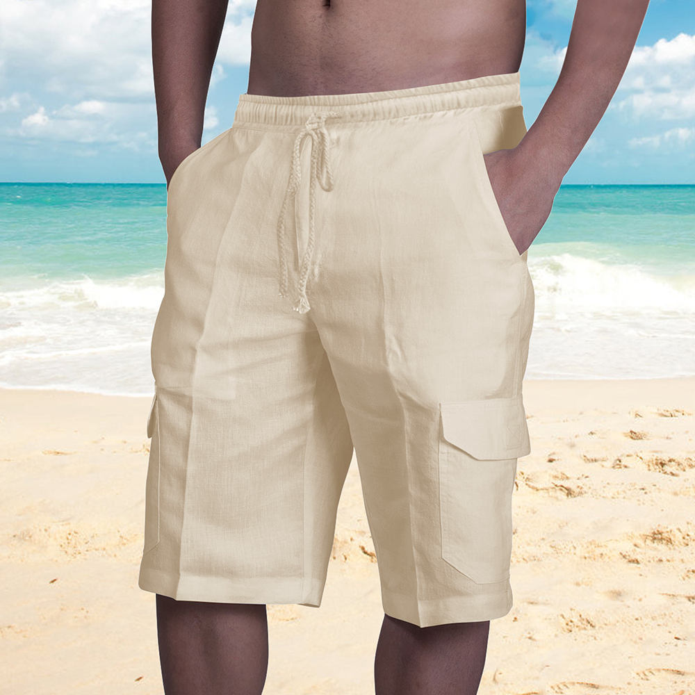 Castillotigo™ Shorts cargo informales de lino y algodón para hombre