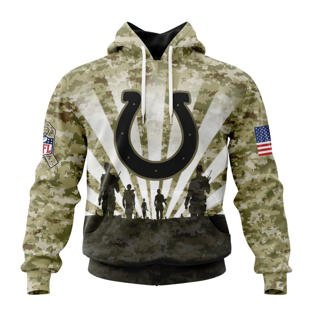 INDIANAPOLIS COLTS 3D HOODIE HONOR VETERANS