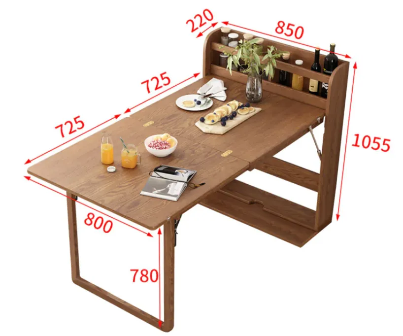 Mesa de comedor multifuncional plegable de madera maciza + 2 sillas gratuitas.