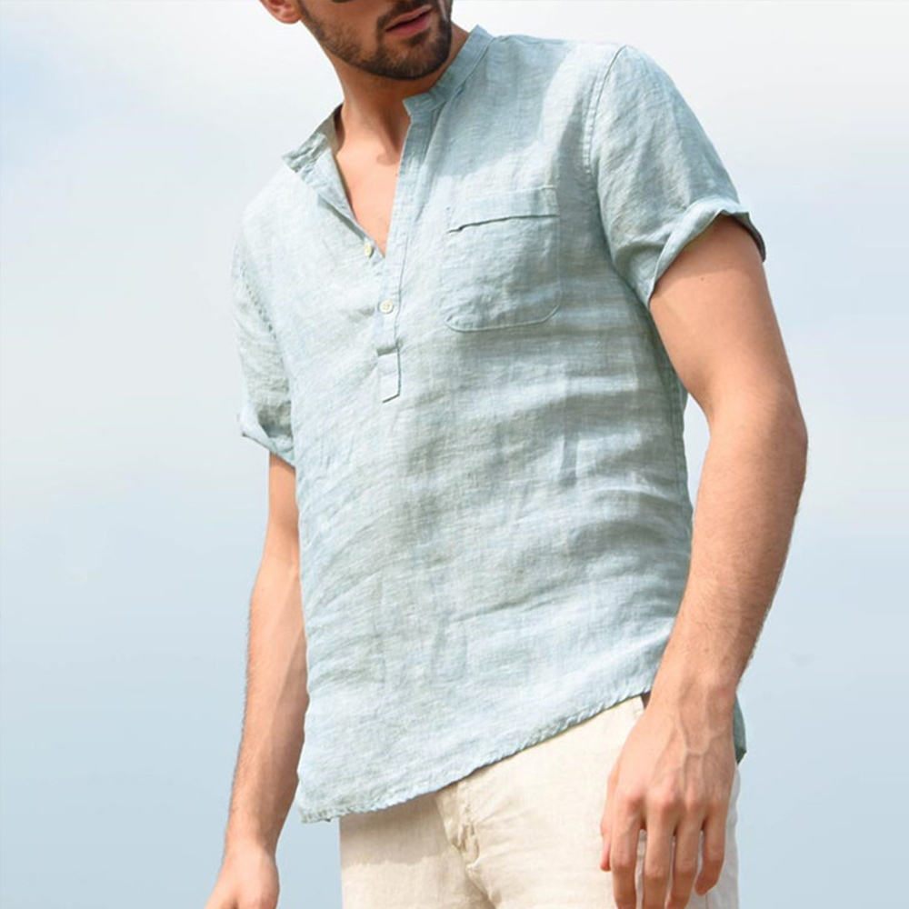 Castillotigo™ Camisa casual de lino de verano para hombre, manga corta