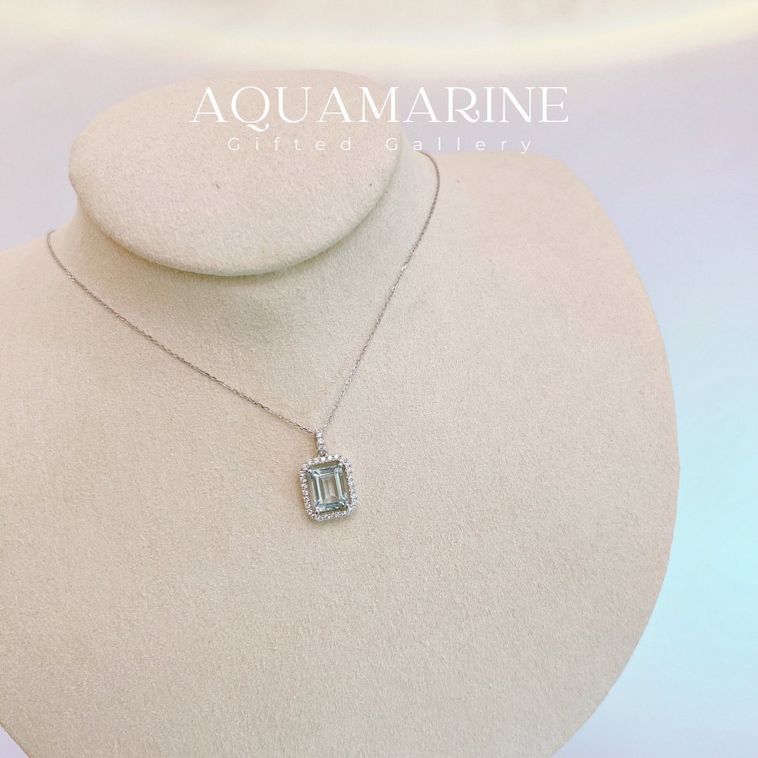已售＊1.57ct Aquamarine diamond necklace by Gifted Gallery