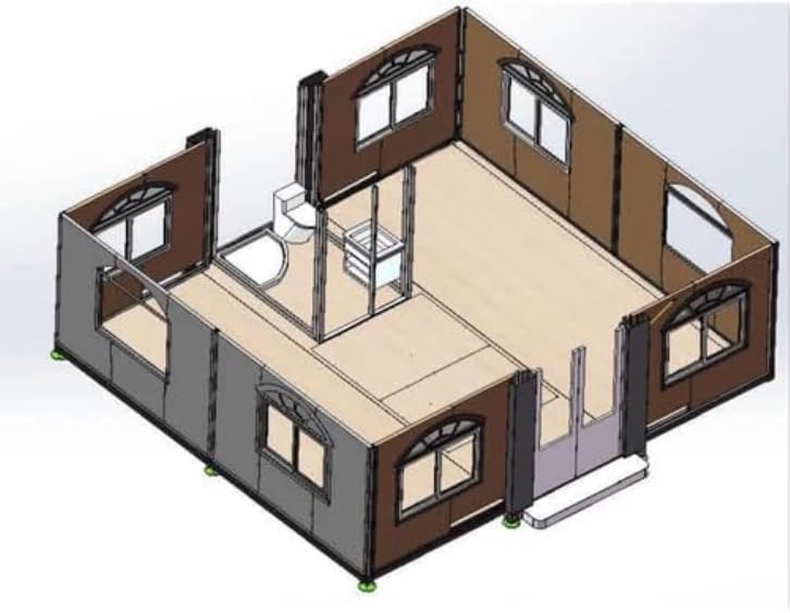 Casa móvil portátil de 20x20 pies, adecuada para hoteles, cabañas, oficinas, casetas de vigilancia, tiendas, villas, almacenes, talleres (con baño)