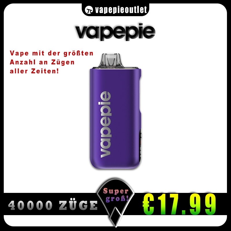 VAPEPIE Max 40000 Züge -💥Vape mit der größten Anzahl an Zügen aller Zeiten💥