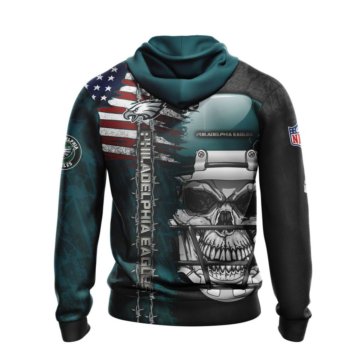 PHILADELPHIA EAGLES 3D HOODIE SKULL0803