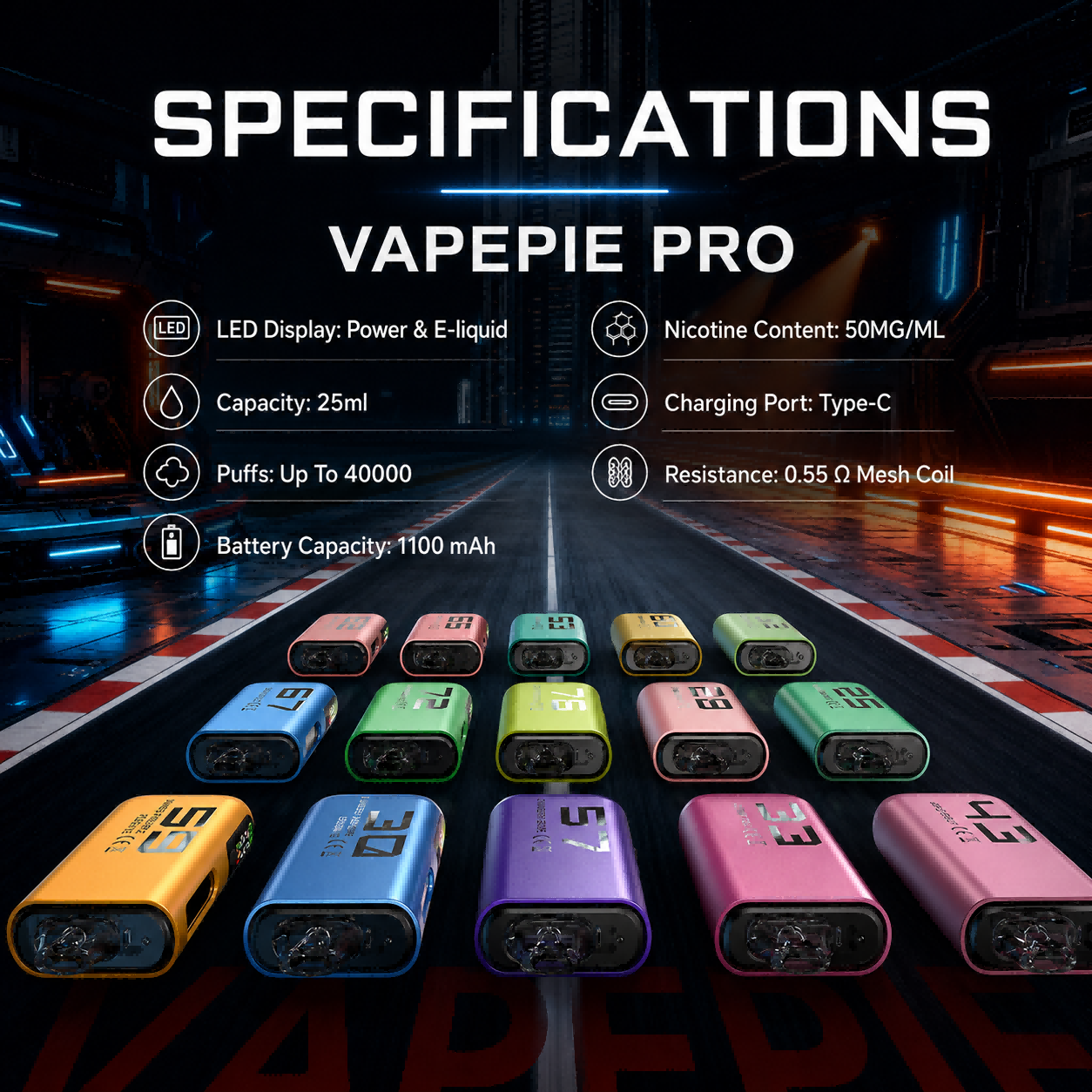 VAPEPIE PRO 40000 Puffs | Long-Lasting Adjustable Vape