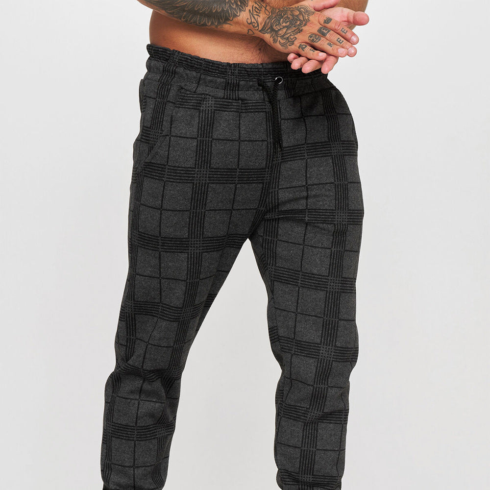 Castillotigo™ Pantalones elásticos informales con estampado de cuadros a la moda para hombre