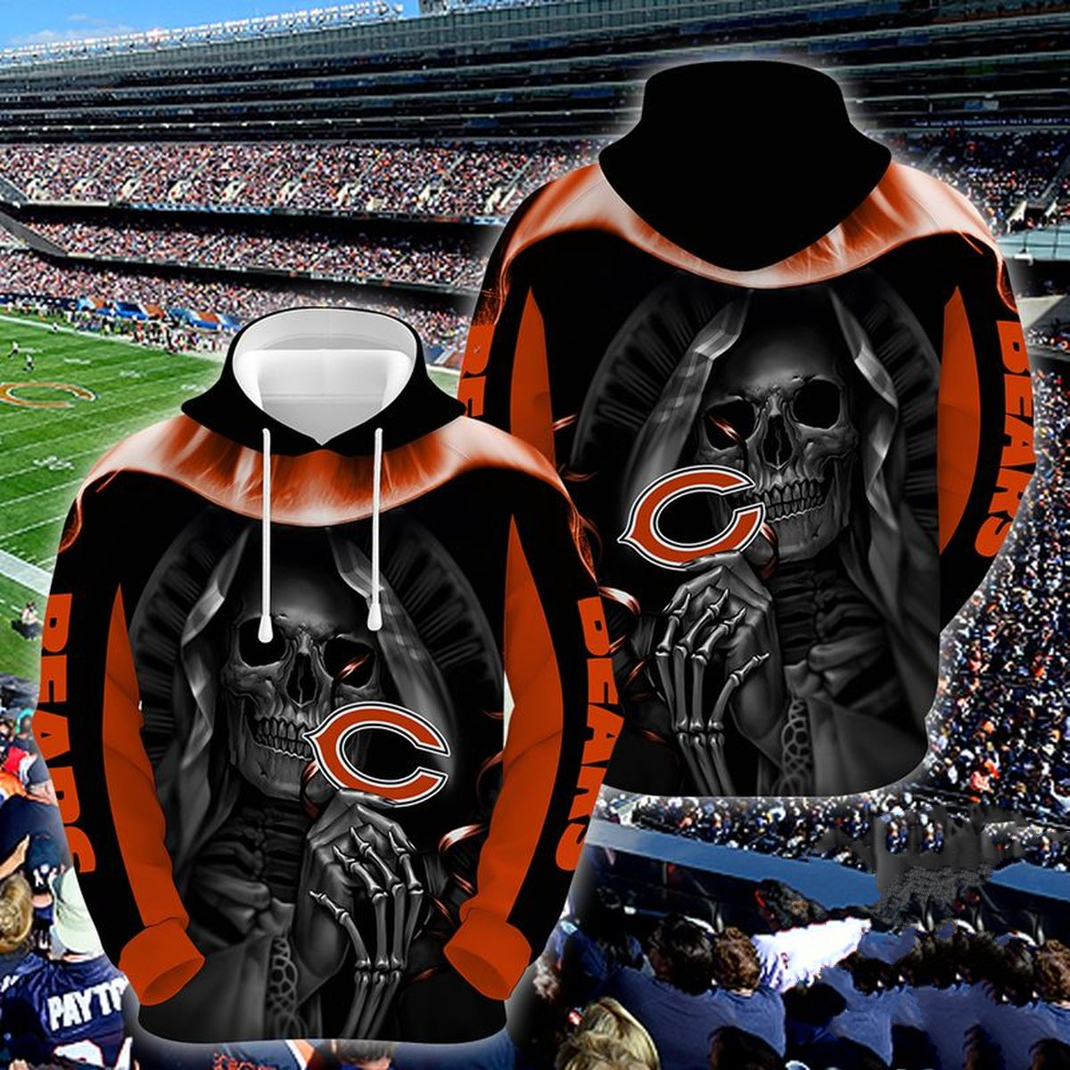 CHICAGO BEARS 3D HOODIE SKULL104