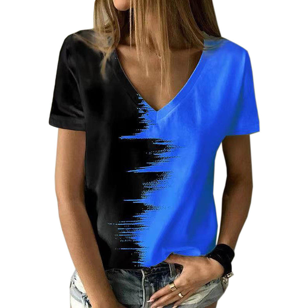 Castillotigo™ Damas Irregular Colorblock Mangas cortas