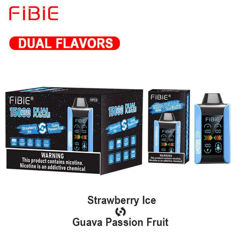 STRAWBERRY ICE & GUAVA PASSION FRUIT - FIBIE 15000  PUFFS (Dual Flavors)