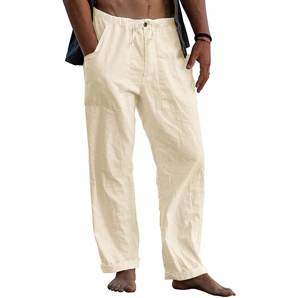 Castillotigo™ Pantalones casuales sueltos de lino con cordón para hombre 2022