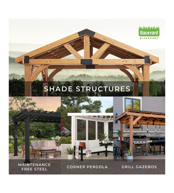 14ft×10ft Brockton All Cedar Pergola, Durable, Quality Supported Structure, Wind Resistant up to 100MPH, Rot Resistant, Electrical Outlet with USB, Deck, Garden, Patio