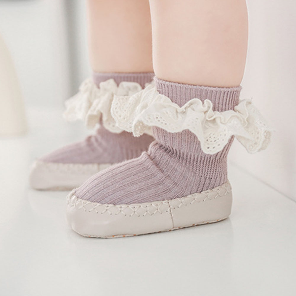 Higolot™Cotton lace baby mid tube toddler socks shoes