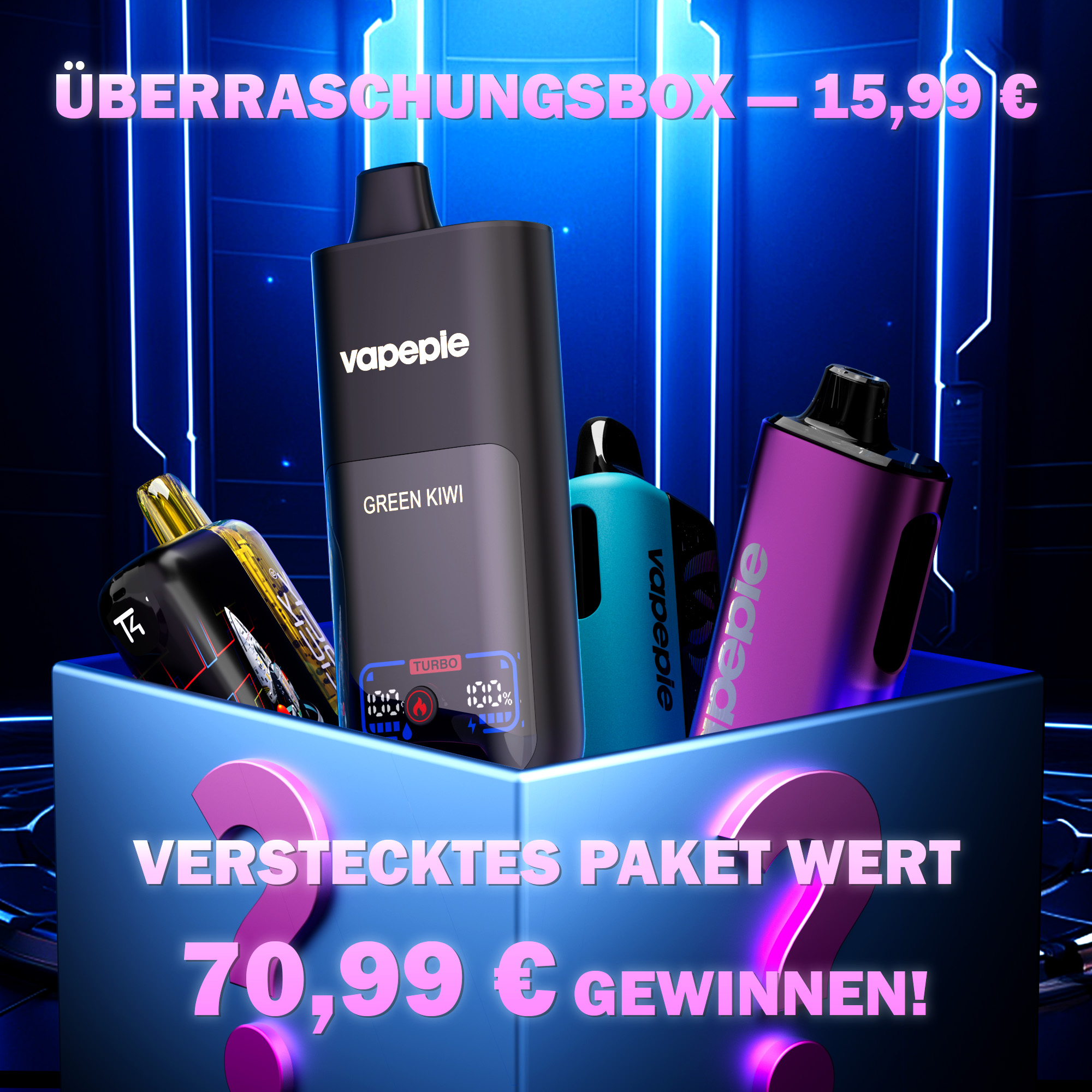 Vapepie Überraschungsbox | Bis zu 70.000 Puffs, Wert bis zu 70.99€