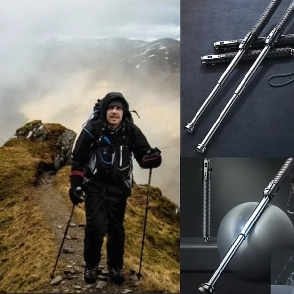 Enhanced Automatic Retractable Tactical SelfDefense Hiking Stick
