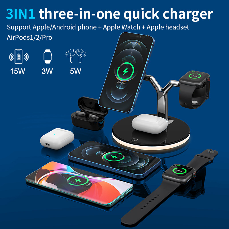 Intelligent three-in-one Integrated wireless fast charge Wireless Charging Station