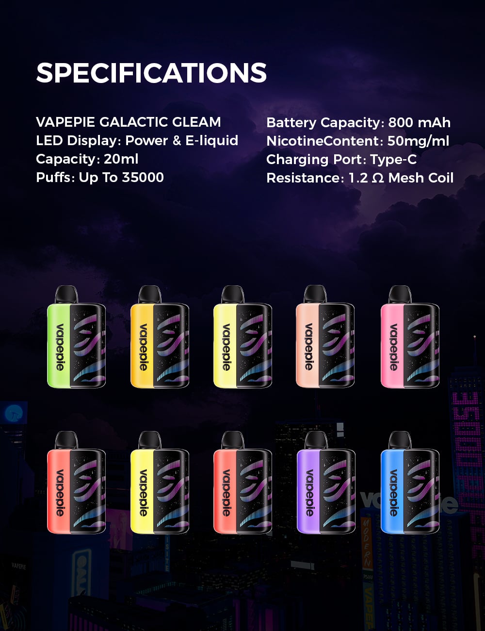 VapePie Galactic Gleam 35000 Puff Disposable Vape | Melbourne Warehouse 1 | 5–7 Day Delivery Australia