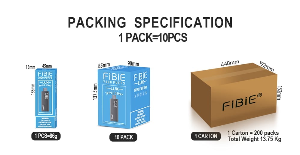 FIBIE 7000 Puffs Disposable Vape | 10 Flavors Collection