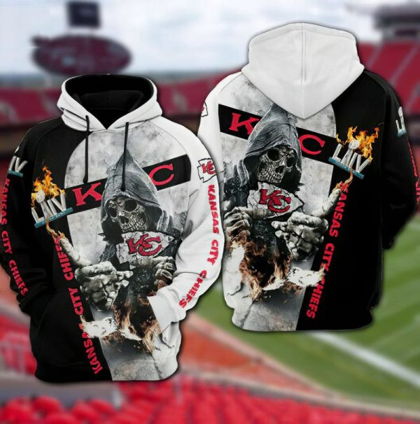 KANSAS CITY CHIEFS 3D HOODIE SKULL 109