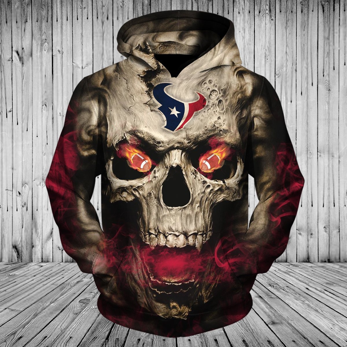 TEXANS 3D HOODIE SKULL54