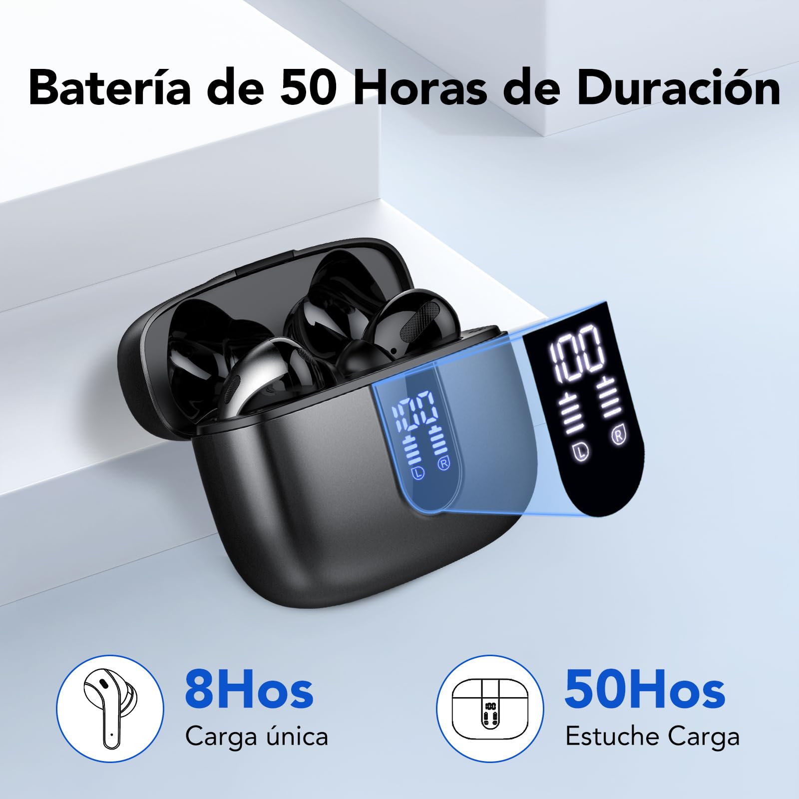 Auriculares Inalámbricos Bluetooth, Auriculares Bluetooth 5.3, 4 Mic con Reducción de Ruido ENC