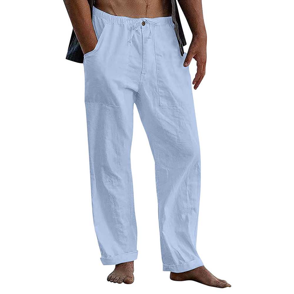 Castillotigo™ Pantalones casuales sueltos de lino con cordón para hombre 2022