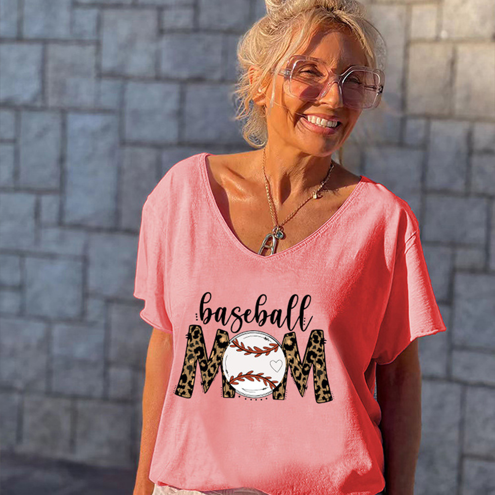 Castillotigo™ Cuello en V Estampado de béisbol Mangas cortas