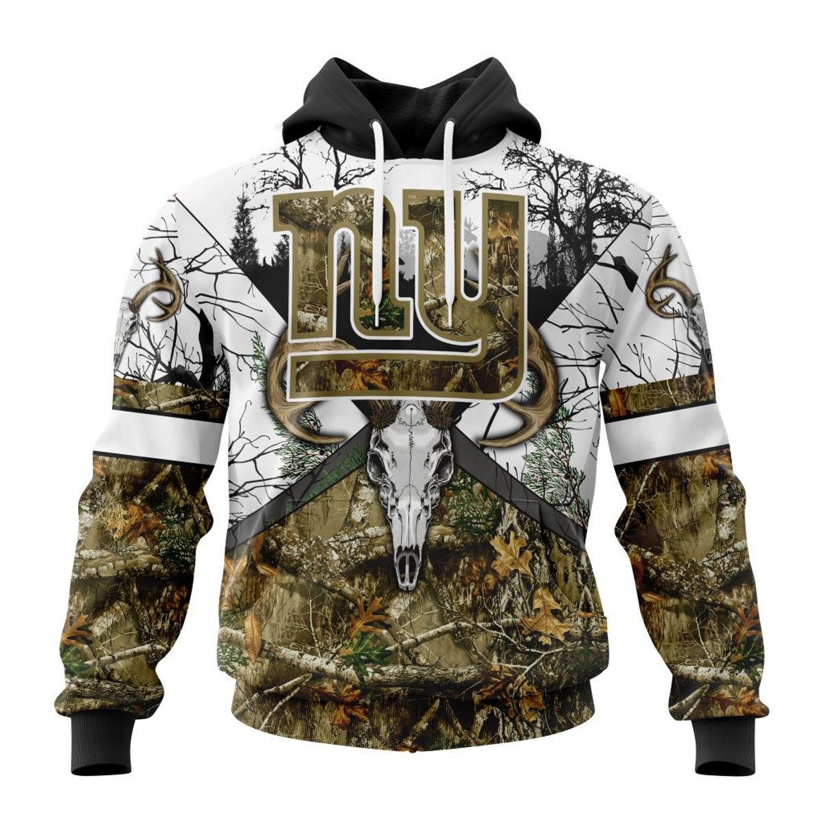 NEW YORK GIANTS DEER SKULL AND FOREST 3D HOODIE