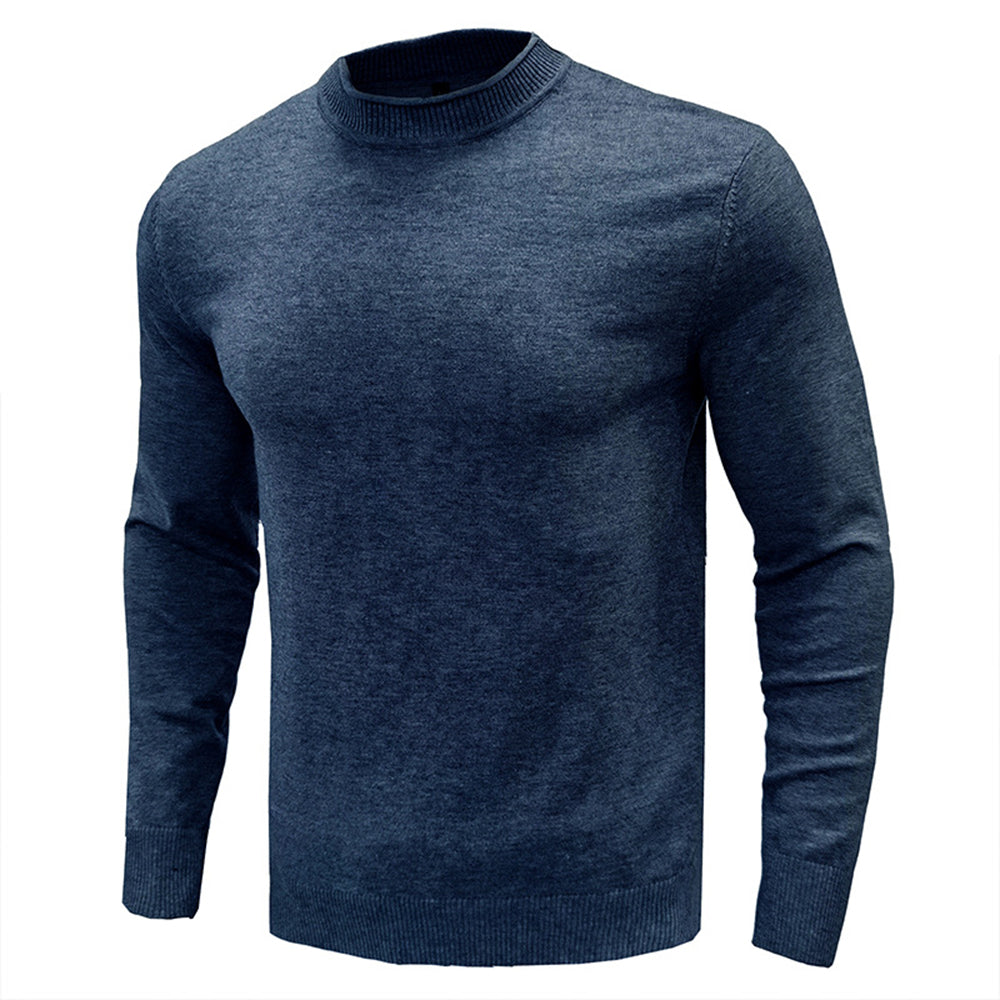 Castillotigo™ Suéter de cuello redondo de color sólido cálido de moda de otoño e invierno para hombres