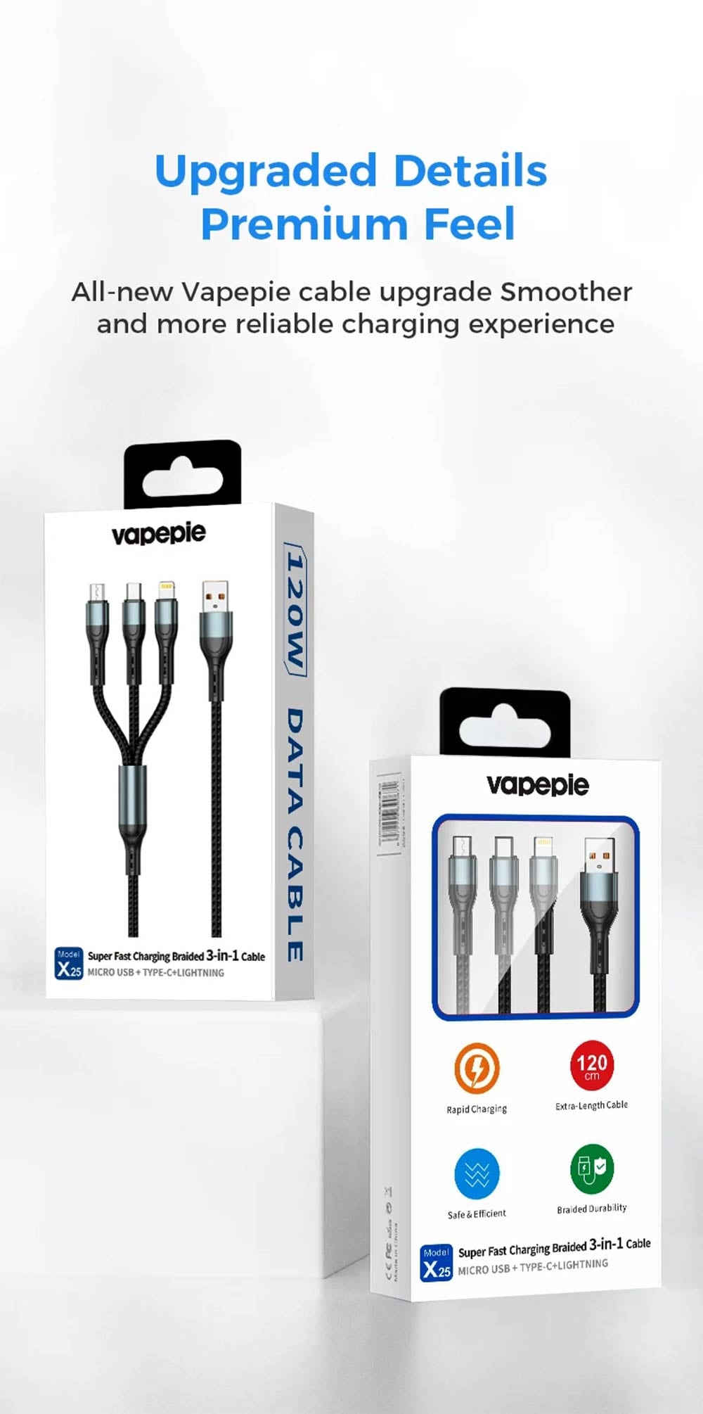Vapepie 3-in-1 Upgrade Fast Charging Cable Detailed Image 9