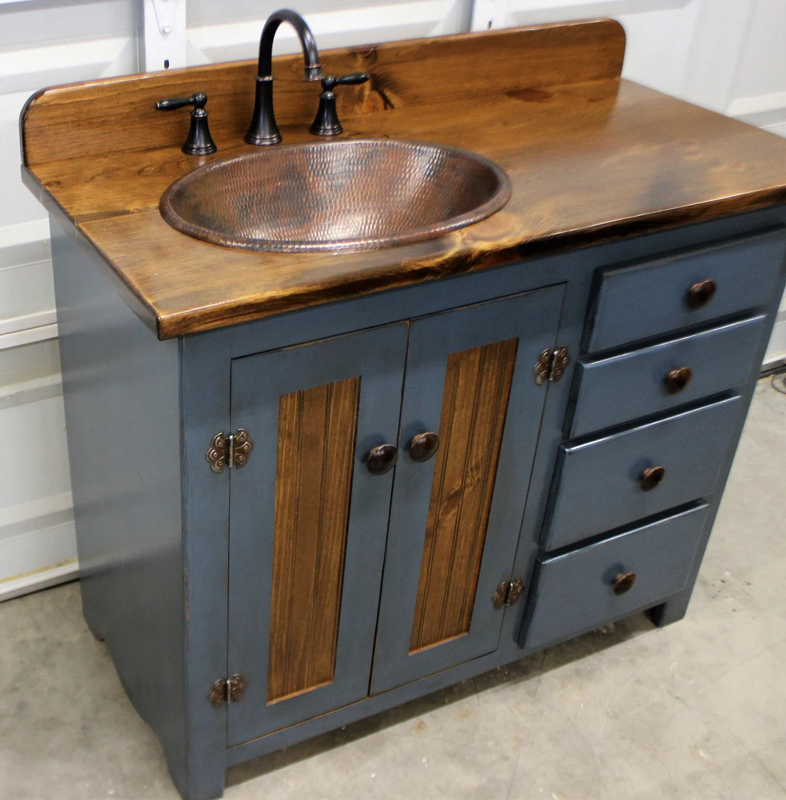 Rustic Farmhouse Vanity Copper Sink 42 Blue🔥free Shipping🔥 83755surplusk