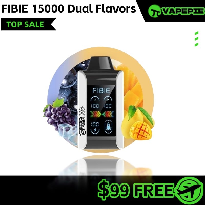FIBIE 15000 Dual Flavors Disposable Vapor Wands(15000 PUFFS) - Digital LCD Indicator