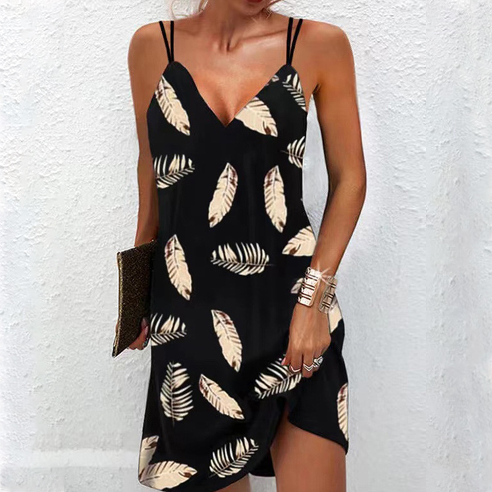 Castillotigo™ Vestido floral sin mangas con cuello en V para mujer