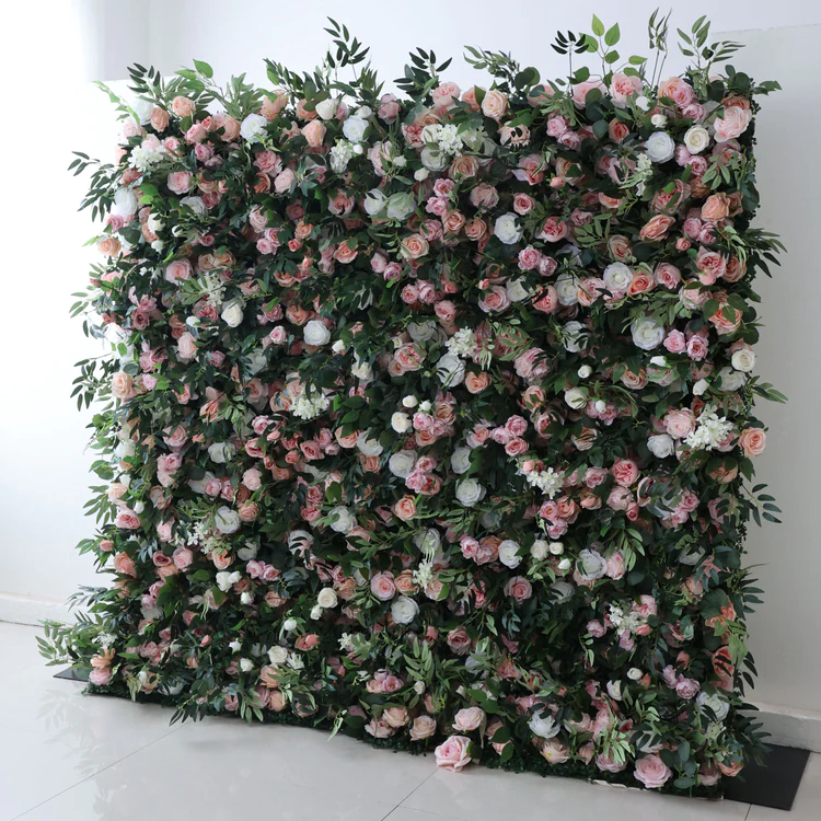 🌸Muro de flores de tela enrollable hecho a mano (con soporte)